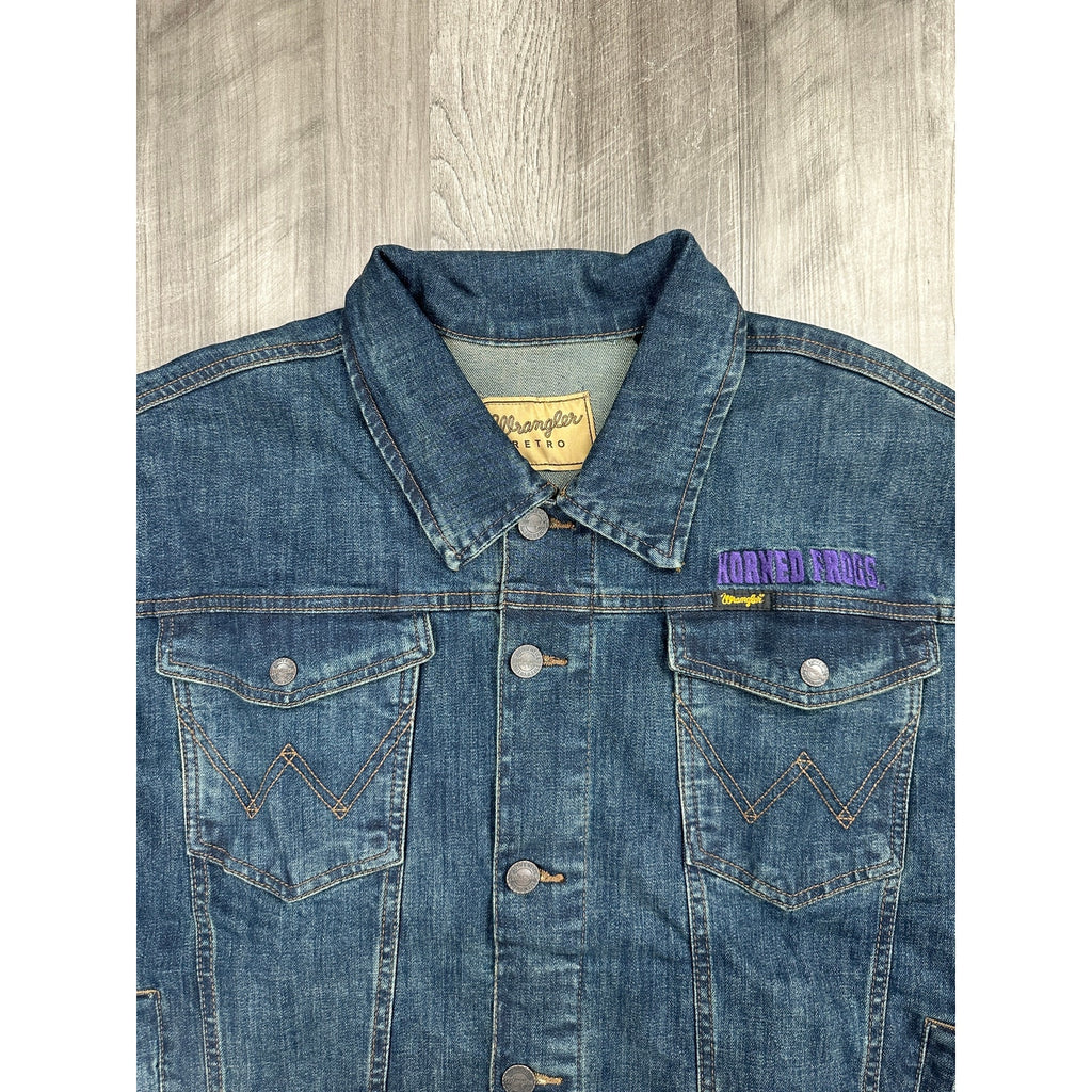 Wrangler Retro TCU Horned Frogs Unlined Stretch Denim Jacket — Size 2XL