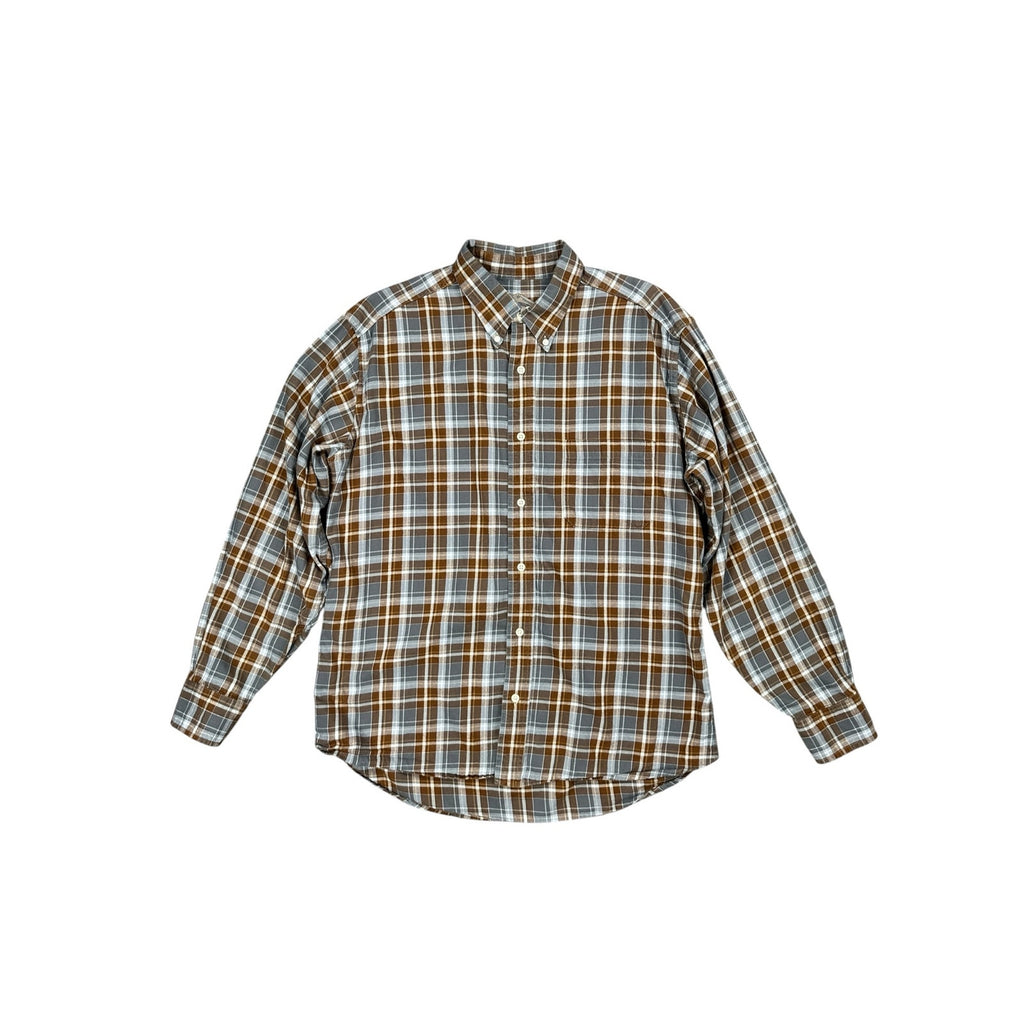 Bills Khakis Double Brushed Plaid Flannel Long Sleeve Button Down Shirt — Size Large // Preowned