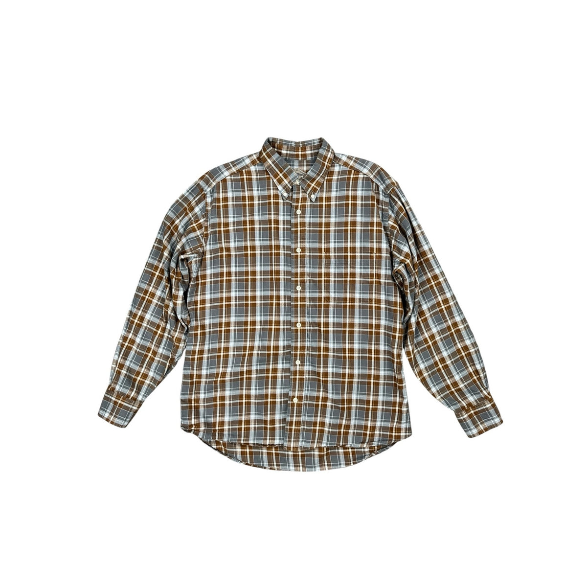 Bills Khakis Double Brushed Plaid Flannel Long Sleeve Button Down Shirt — Size Large // Preowned