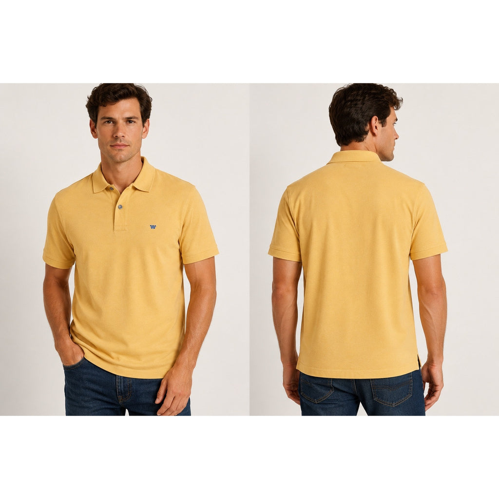 King Ranch Mesh Knit Western Button Polo in Yellow — Size Medium // Preowned