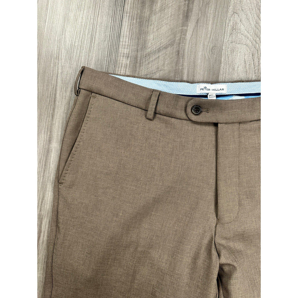 Peter Millar Franklin Performance Trouser Dress Pants in Tweed Beige — Size 35x34 // Preowned