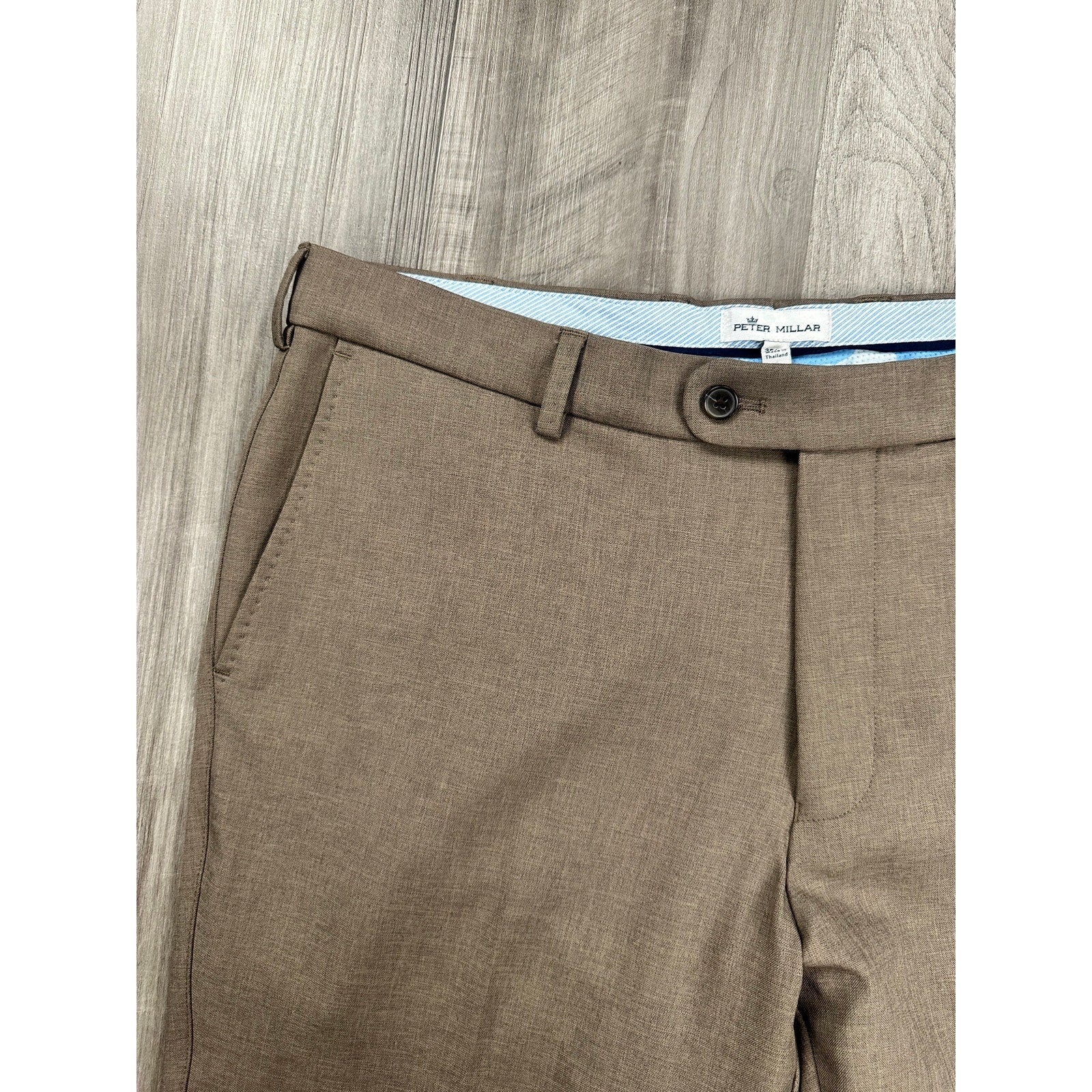 Peter Millar Franklin Performance Trouser Dress Pants in Tweed Beige — Size 35x34 // Preowned