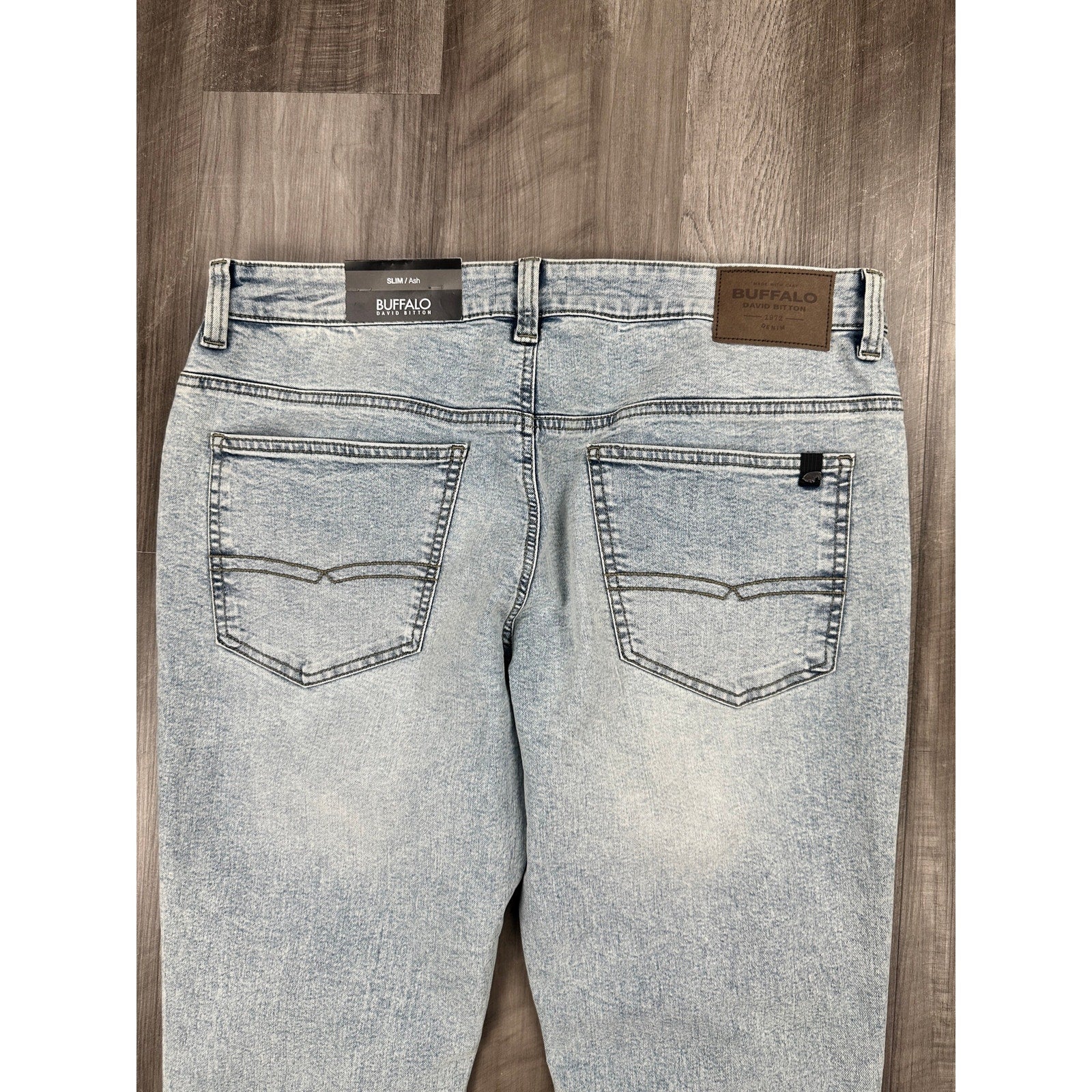 Buffalo David Bitton Ash Slim Fit Stretch Jean in Bleached and Blasted — Size 36x32