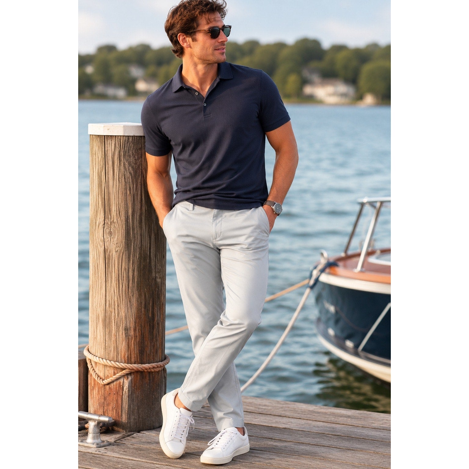 Birddogs Stretch Performance Khakis in Gray Khaki — Size 34x34 // Preowned