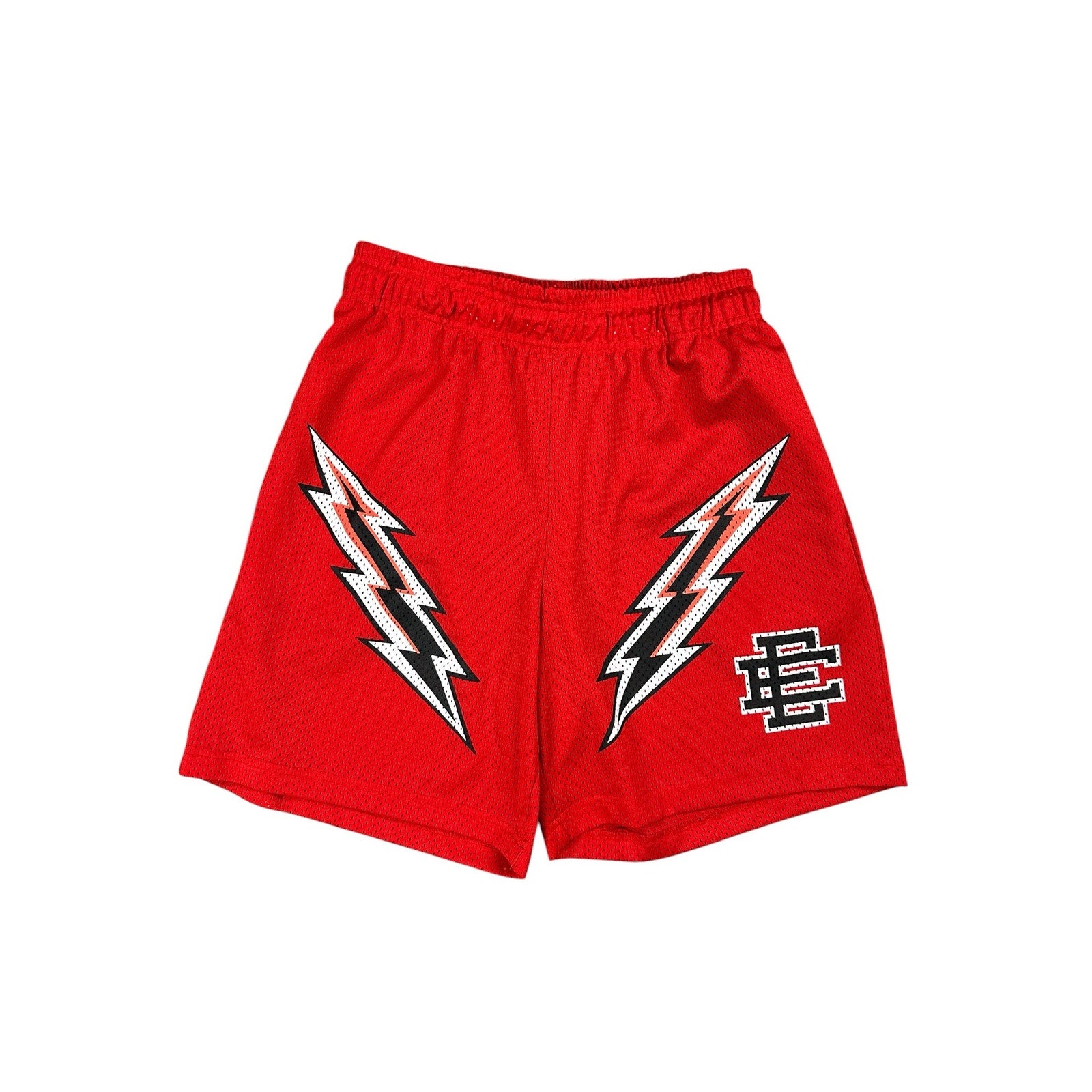 Eric Emanuel Bolt Mesh Gym Shorts in Red, Black and White — Size XL // Preowned