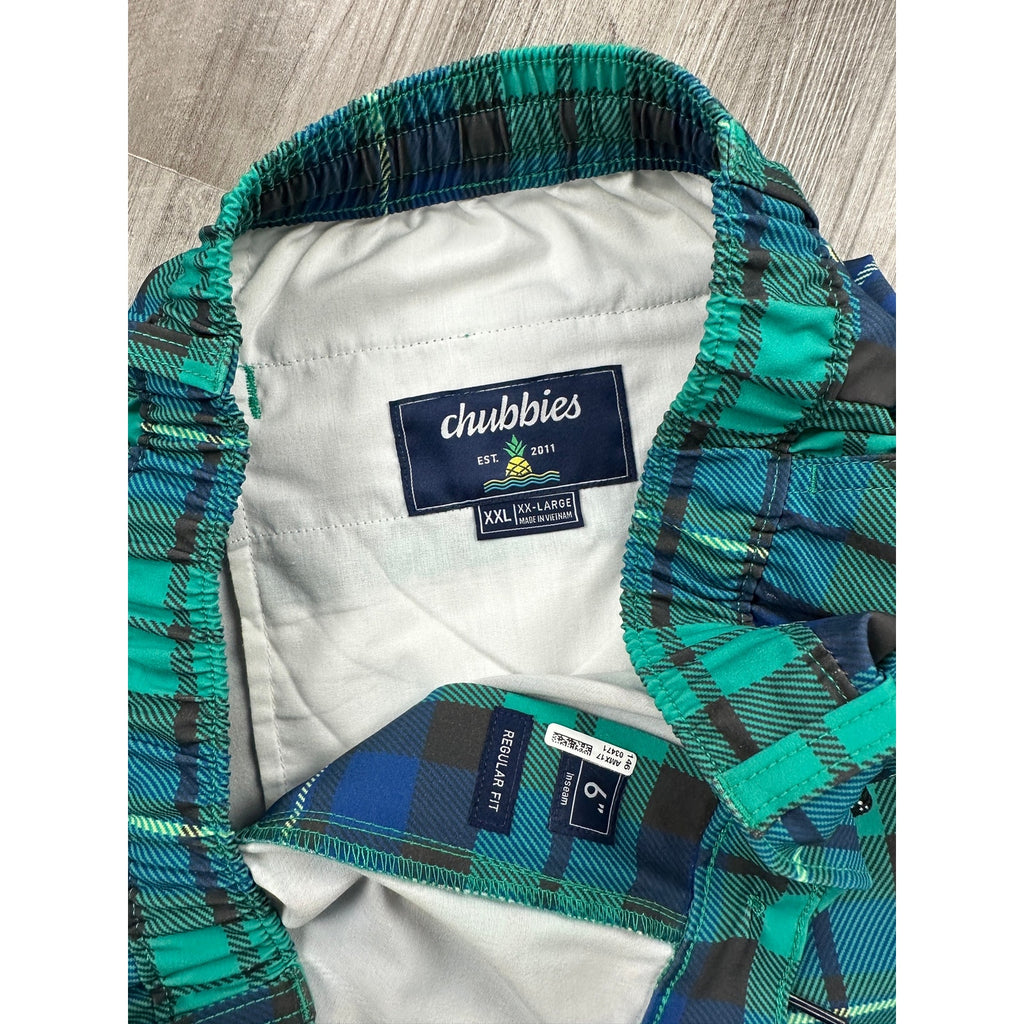 Chubbies Performance Everywhere 6-Inch Hybrid Drawstring Shorts in Green Blue Brown Yellow Cream — Size 2XL // Preowned