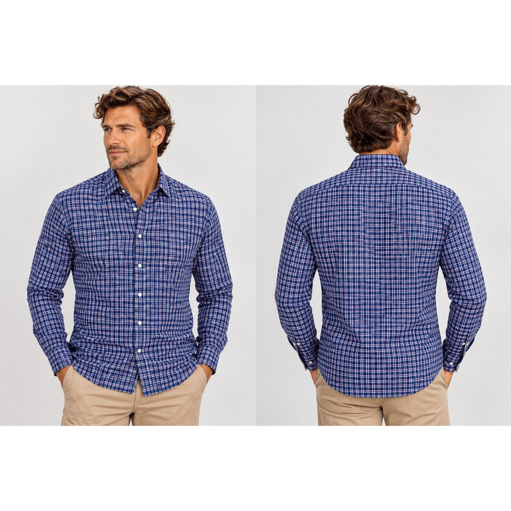 Culturata Made in Italy Tailored Fit Plaid Long Sleeve Button Down Shirt — Size XL (44/17.5) // Preowned
