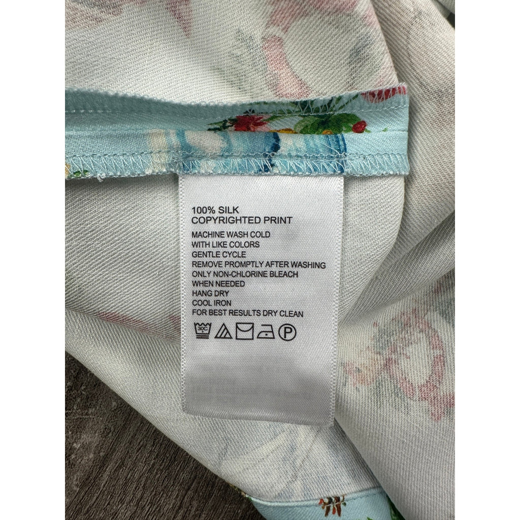 Tommy Bahama Santa Shores Tropical Hawaiian Christmas Short Sleeve Button Down in Light Sky — Size XS