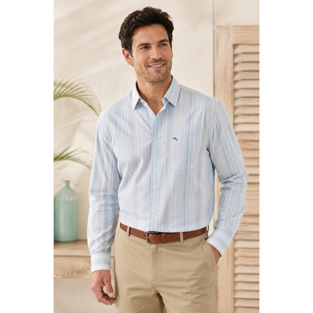 Tommy Bahama Sarasota Stretch Dew Drop Striped Long Sleeve Button Down - Small