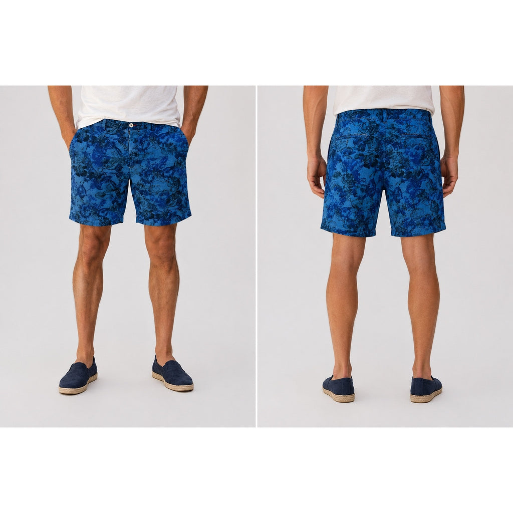 Robert Graham Floral Cotton Classic Fit Shorts in Blue and Navy — Size 44 // Preowned