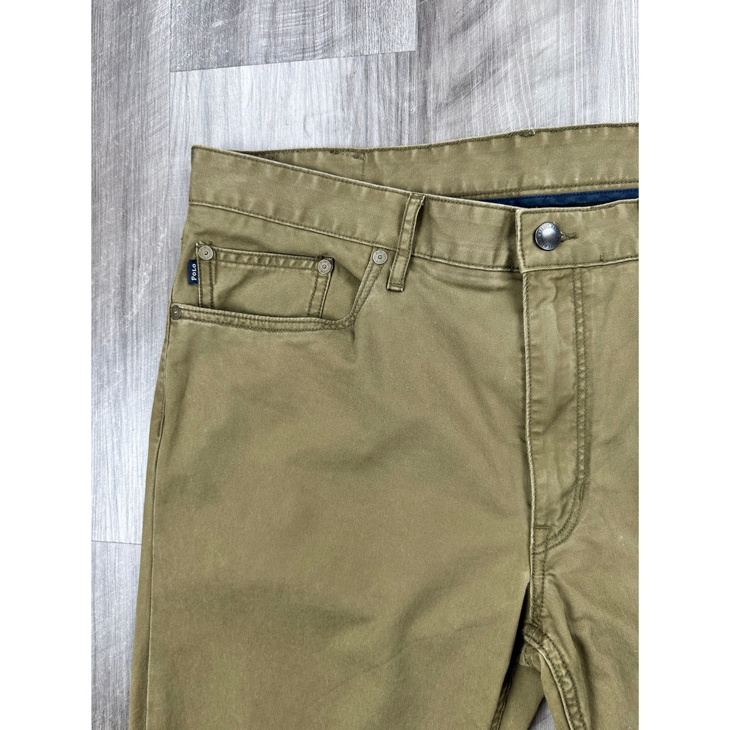 Polo Ralph Lauren Slim Straight Fit Chino Jeans in Olive Khaki — Size 34x32 // Preowned