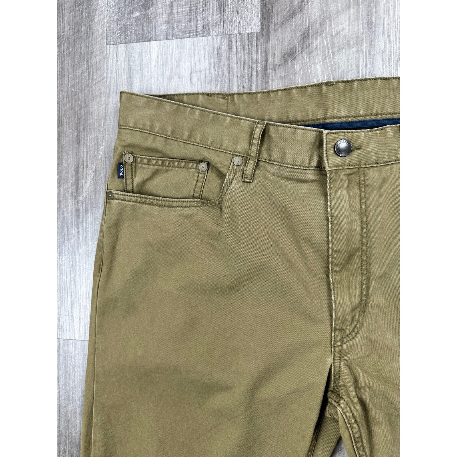 Polo Ralph Lauren Slim Straight Fit Chino Jeans in Olive Khaki — Size 34x32 // Preowned