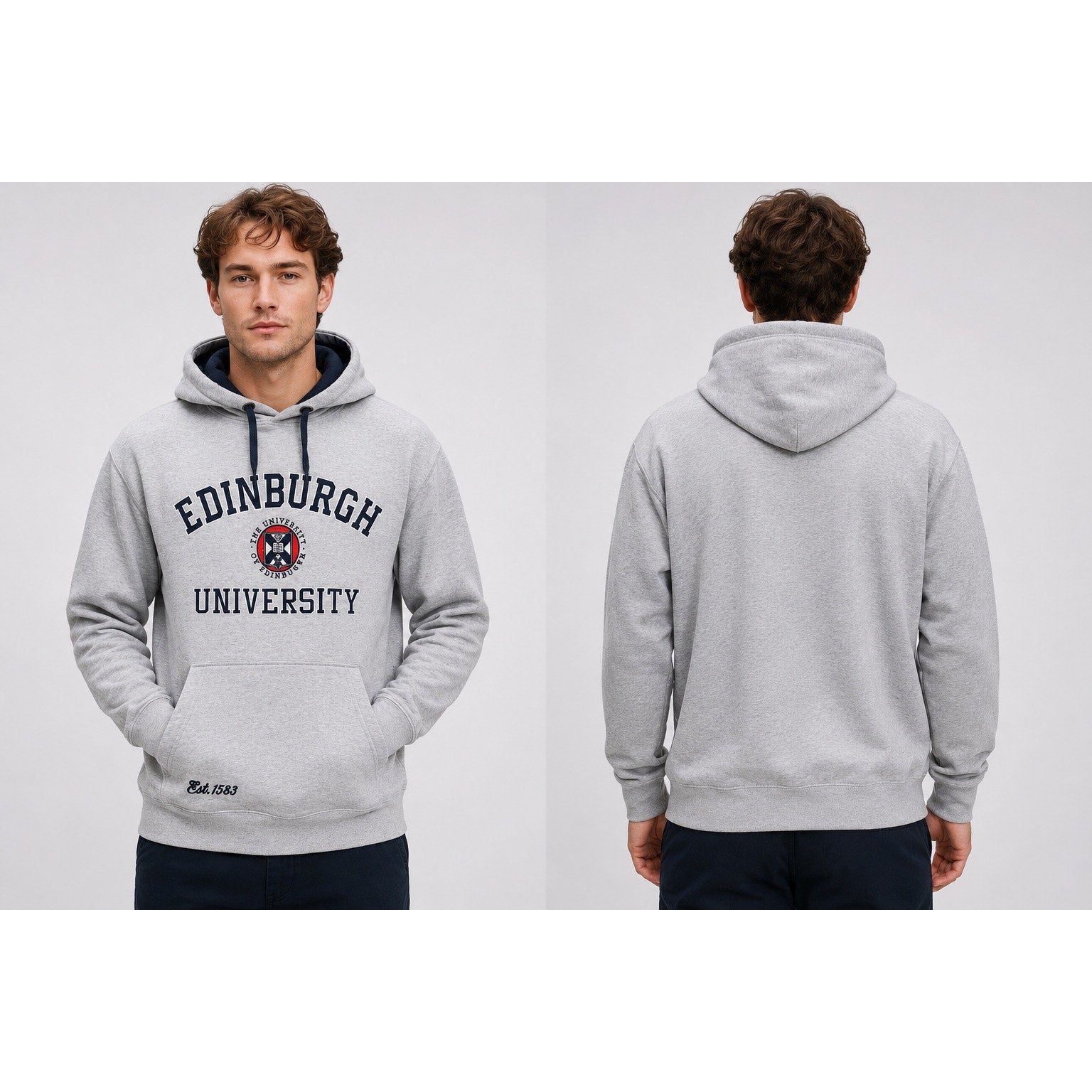 Advanced Apparel University of Edinburgh Official Licensed Pullover Hoodie in Heather Gray — Size XL // Preowned