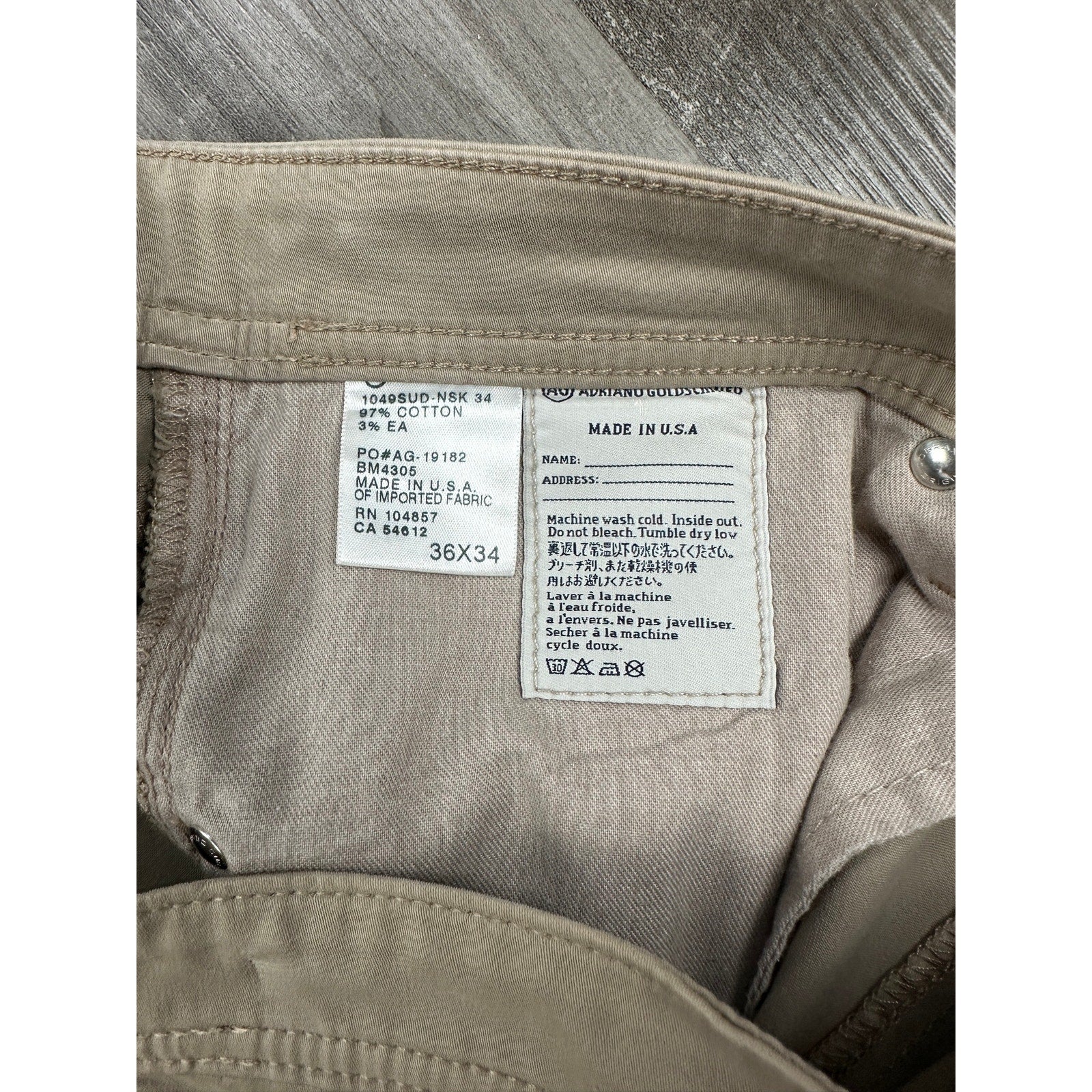 AG Adriano Goldschmied Protégé Straight Leg Pants in Cornsilk — Size 36x34 // Preowned
