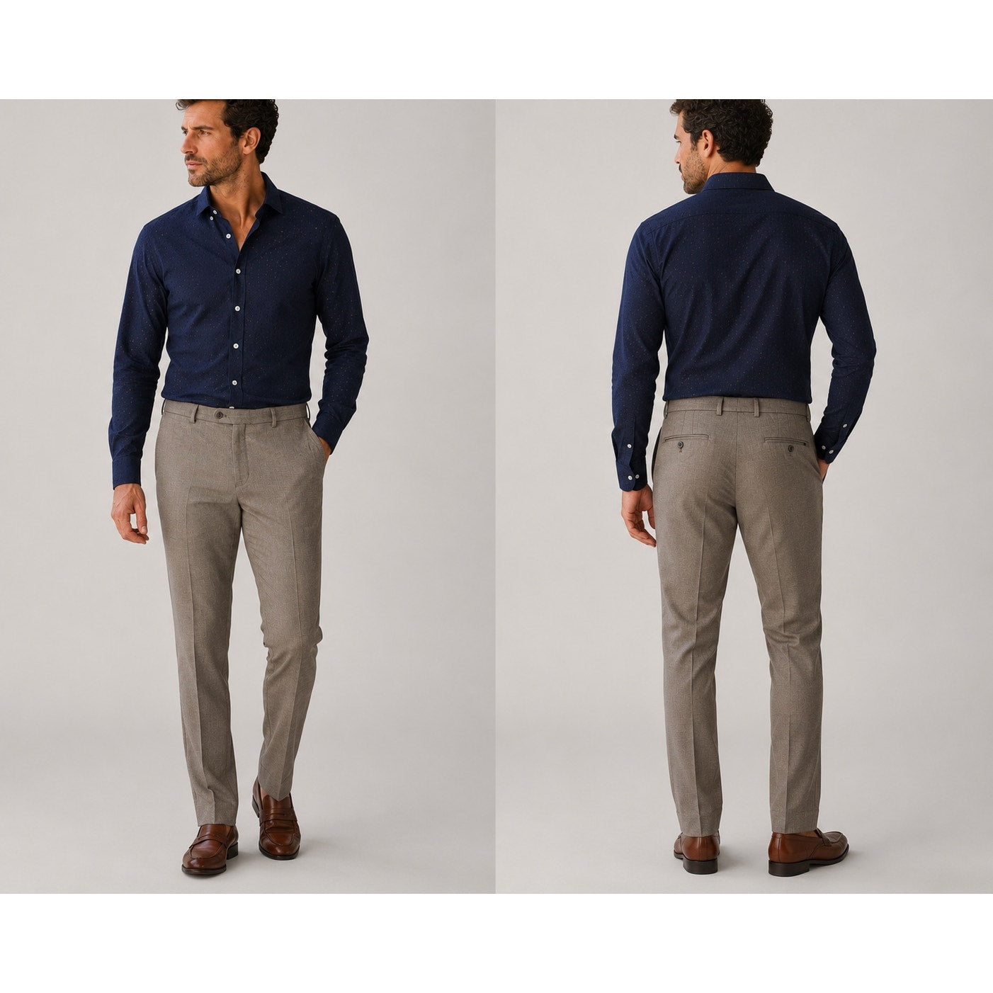 Peter Millar Franklin Performance Trouser Dress Pants in Tweed Beige — Size 35x34 // Preowned