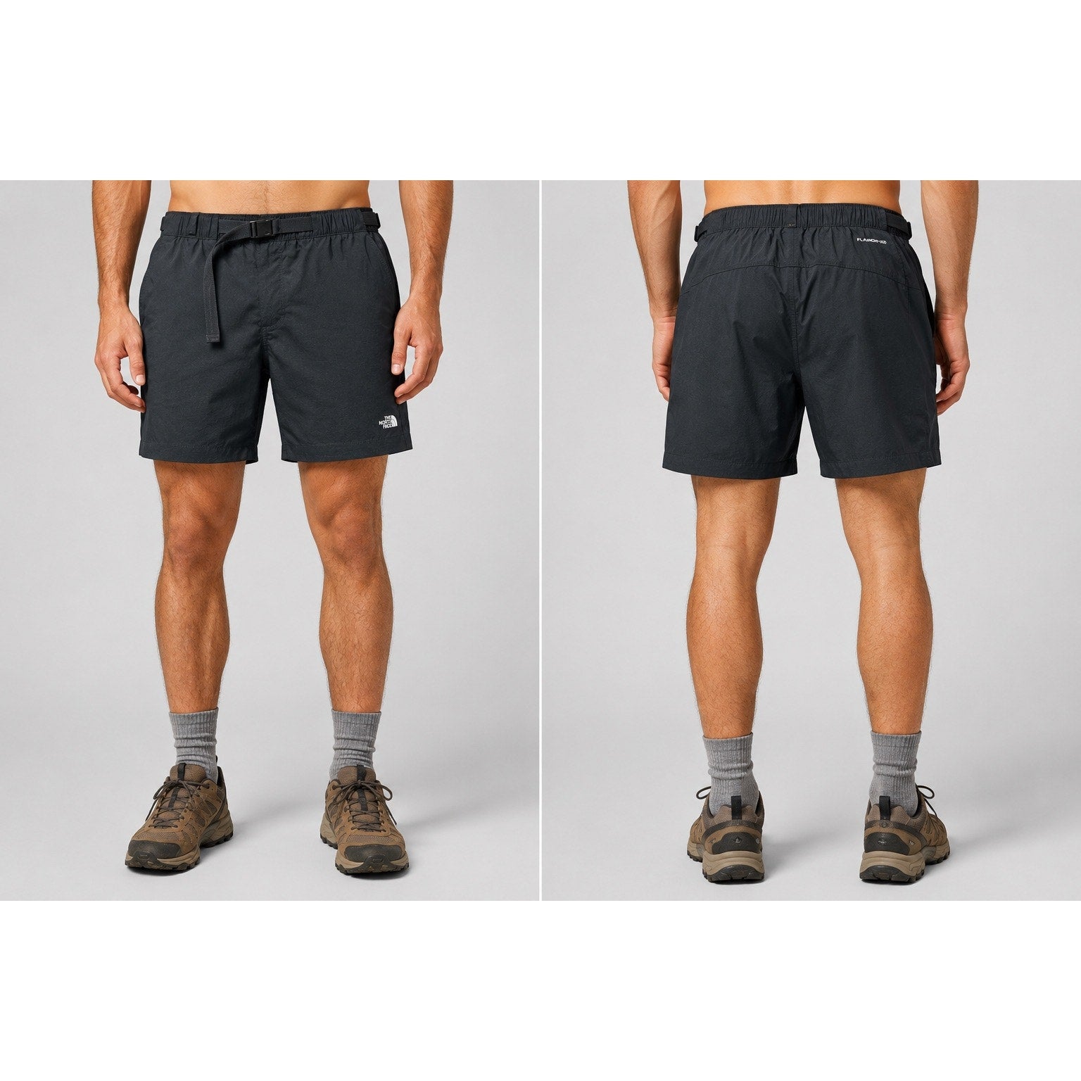 The North Face Class V Pathfinder Relaxed Fit Belted Shorts in Black — Size Large