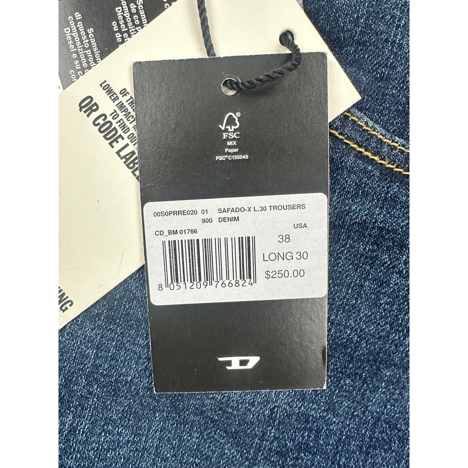 Diesel Safado-X Trouser Denim Jeans in Blue — Size 38x30