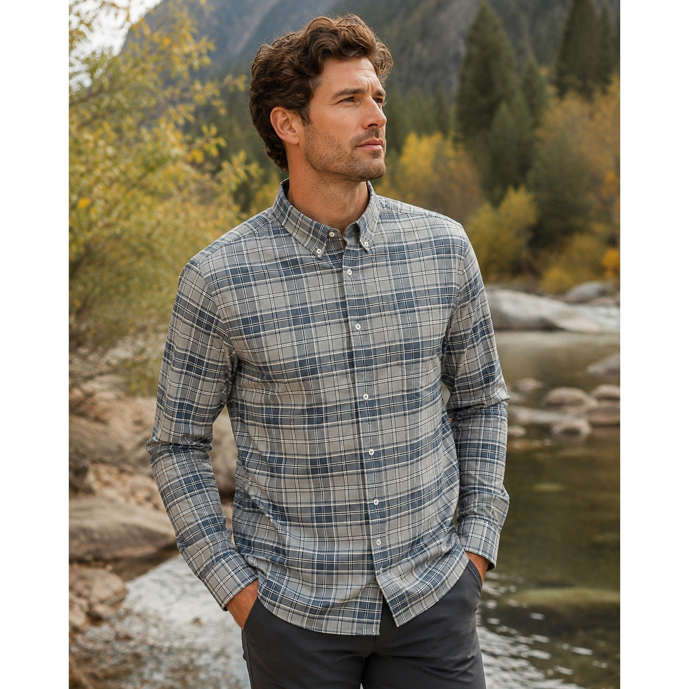 Genteal Performance Boulder Softouch Club Collection Sport Shirt in Steelhead — Size 2XL