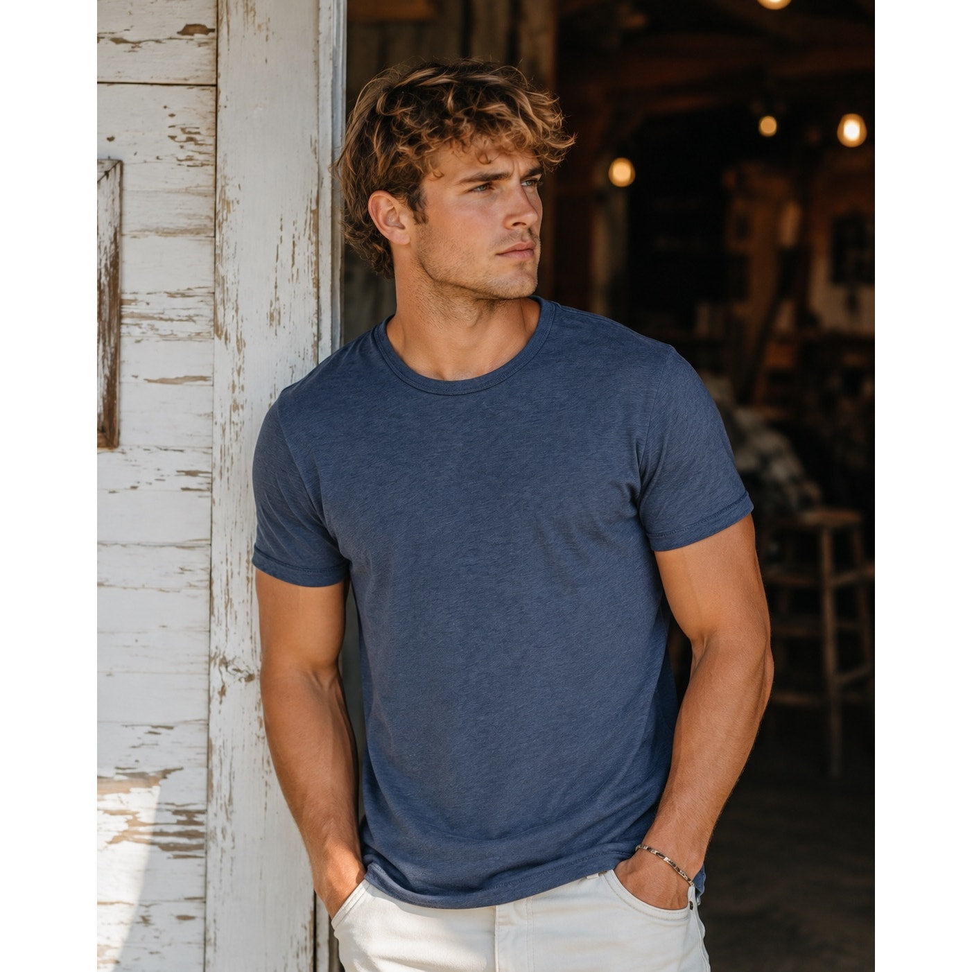 Rag & Bone Classic Lightweight Slub Jersey Tee in Navy — Size Large