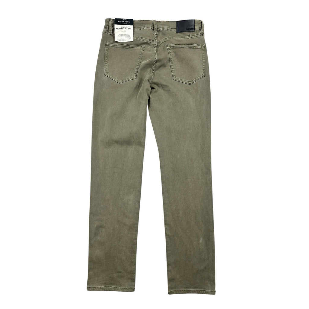 Liverpool Los Angeles Regent Relaxed Straight Stretch Jean in Pewter Green — Size 32x34
