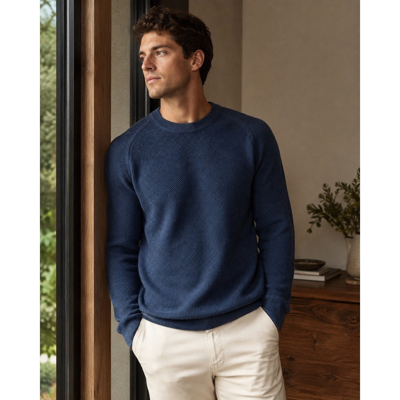 Lululemon Textured Knit Classic Fit Crewneck Sweater in Navy — Size XL // Preowned