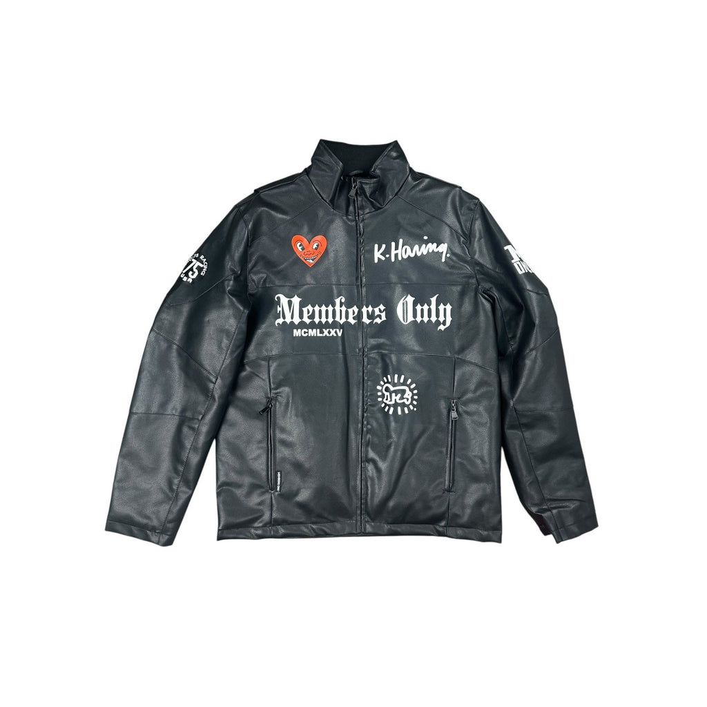 Members Only x Keith Haring Paradise Garage Racing Faux Leather Jacket — Size Medium