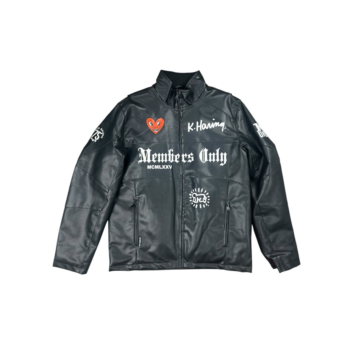 Members Only x Keith Haring Paradise Garage Racing Faux Leather Jacket — Size Medium