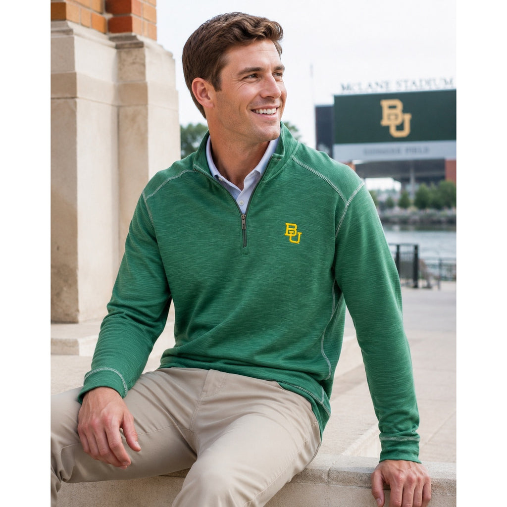 Tommy Bahama Baylor Bears Tobago Bay Half Zip Pullover in Green — Size 2XL // Preowned