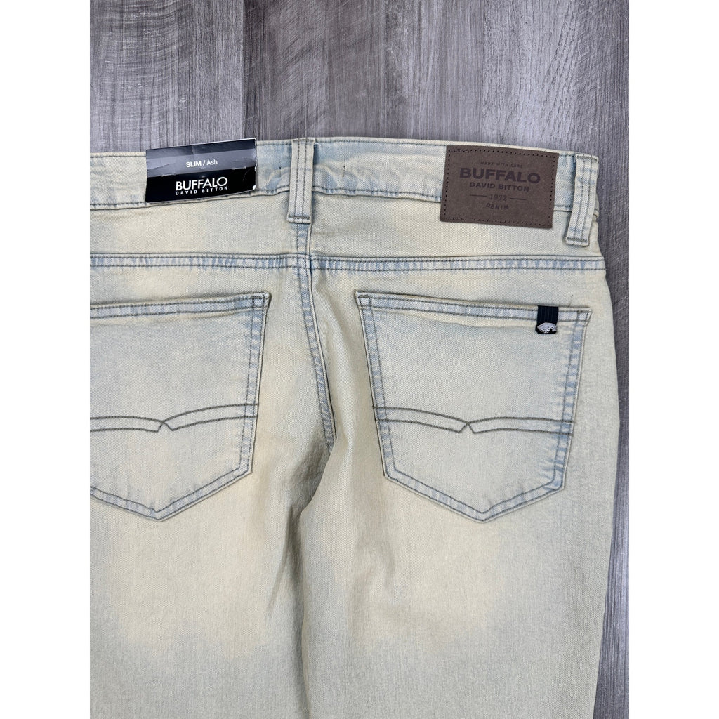 Buffalo David Bitton Ash Slim Stretch Jean in Dirty Blasted Wash — Size 30x30