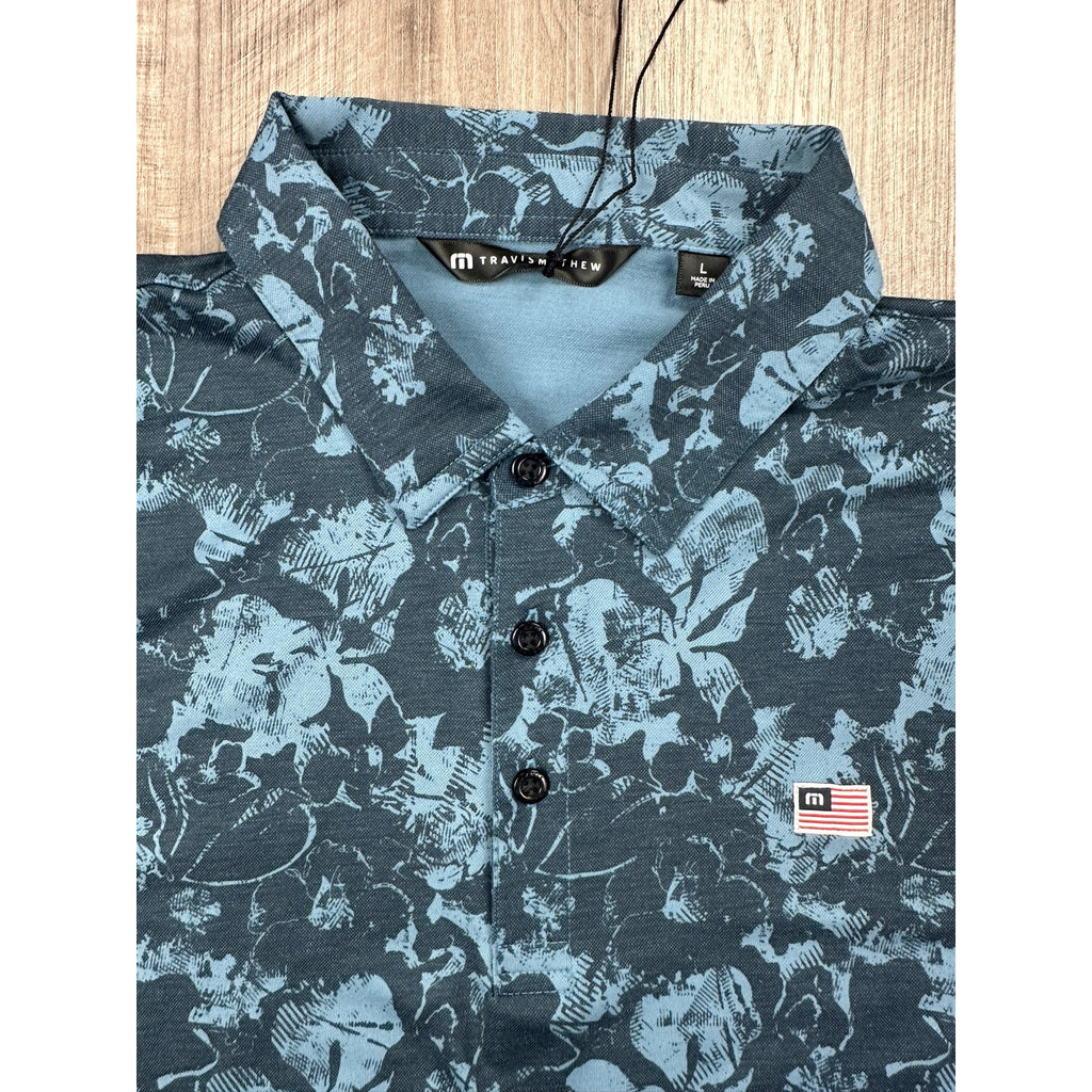 Travis Mathew Poolside Paradise Performance Jersey Golf Polo in Total Eclipse — Size Large