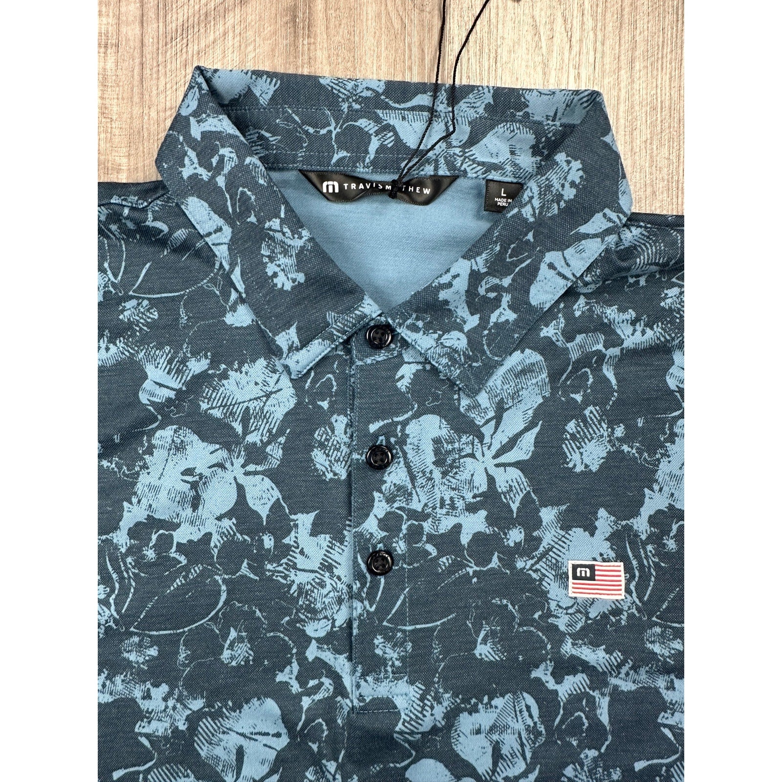 Travis Mathew Poolside Paradise Performance Jersey Golf Polo in Total Eclipse — Size Large