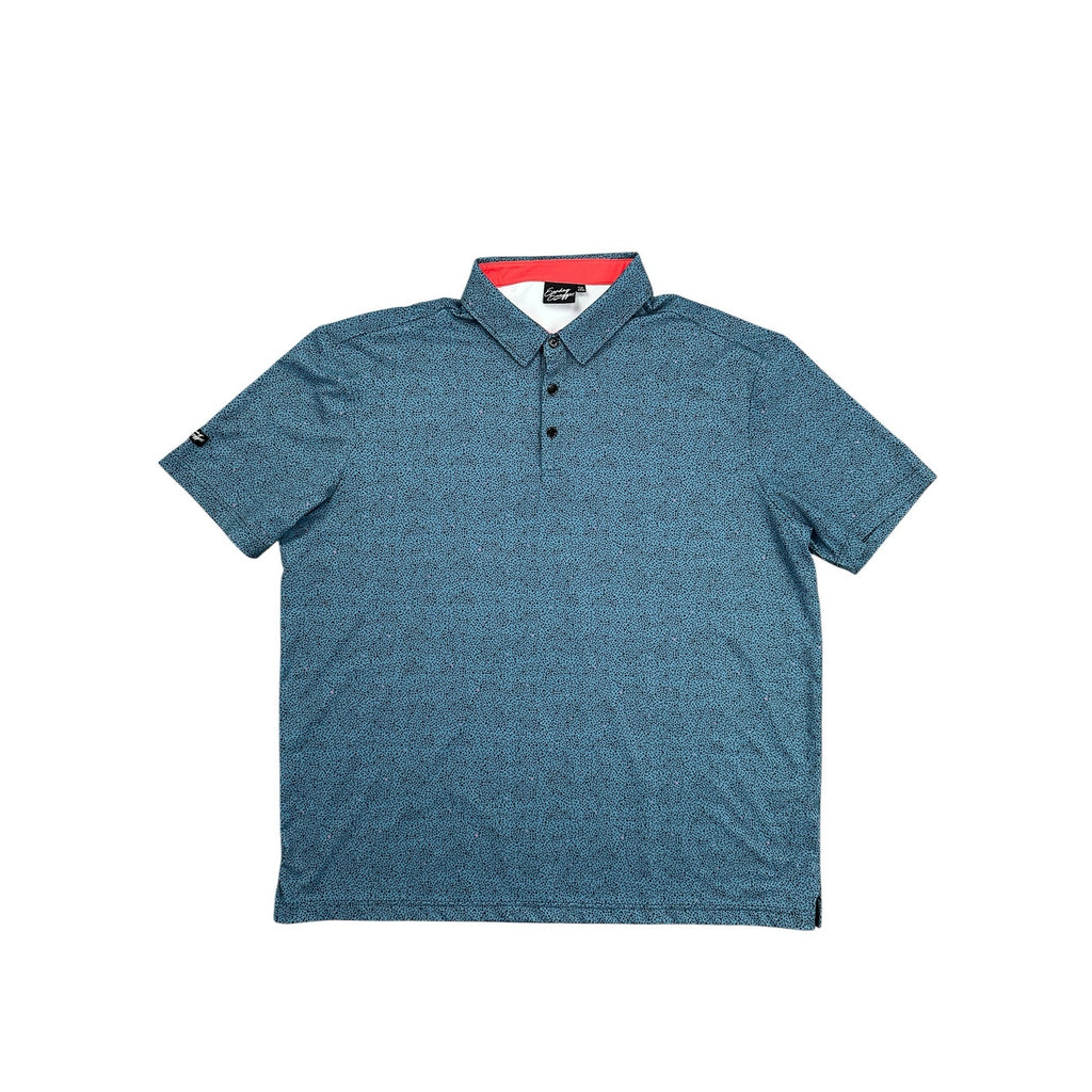 Sunday Swagger Dotted Golf Polo in Teal Black Hot Coral — Size 2XL // Preowned
