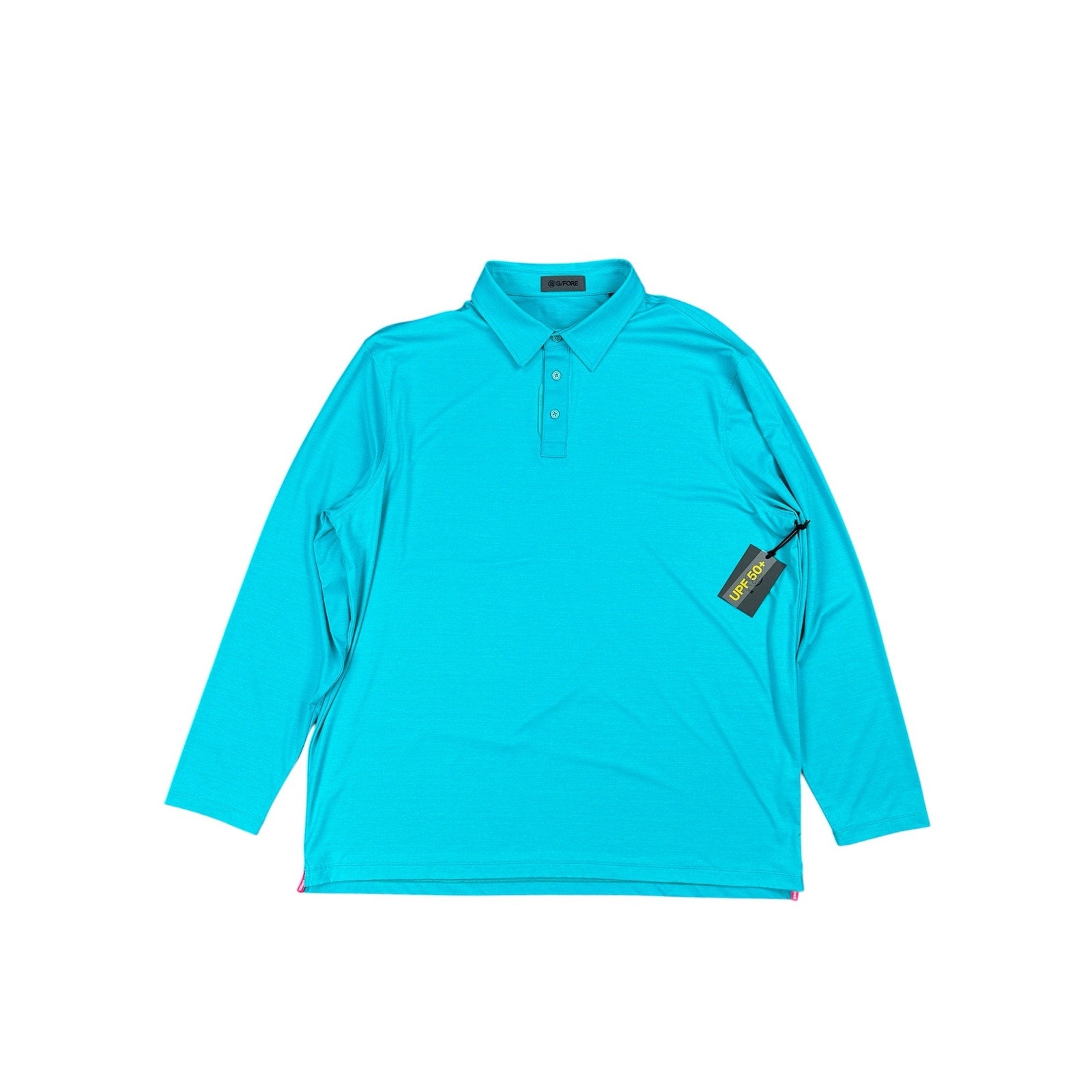 G/FORE Melange Ice Nylon Long Sleeve Polo in Siren Melange — Size 2XL