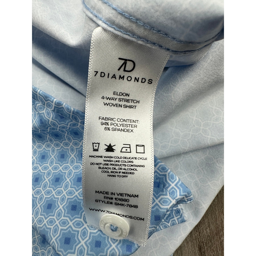 7 Diamonds Eldon 4-Way Stretch Woven Shirt in Light Blue White — Size Medium