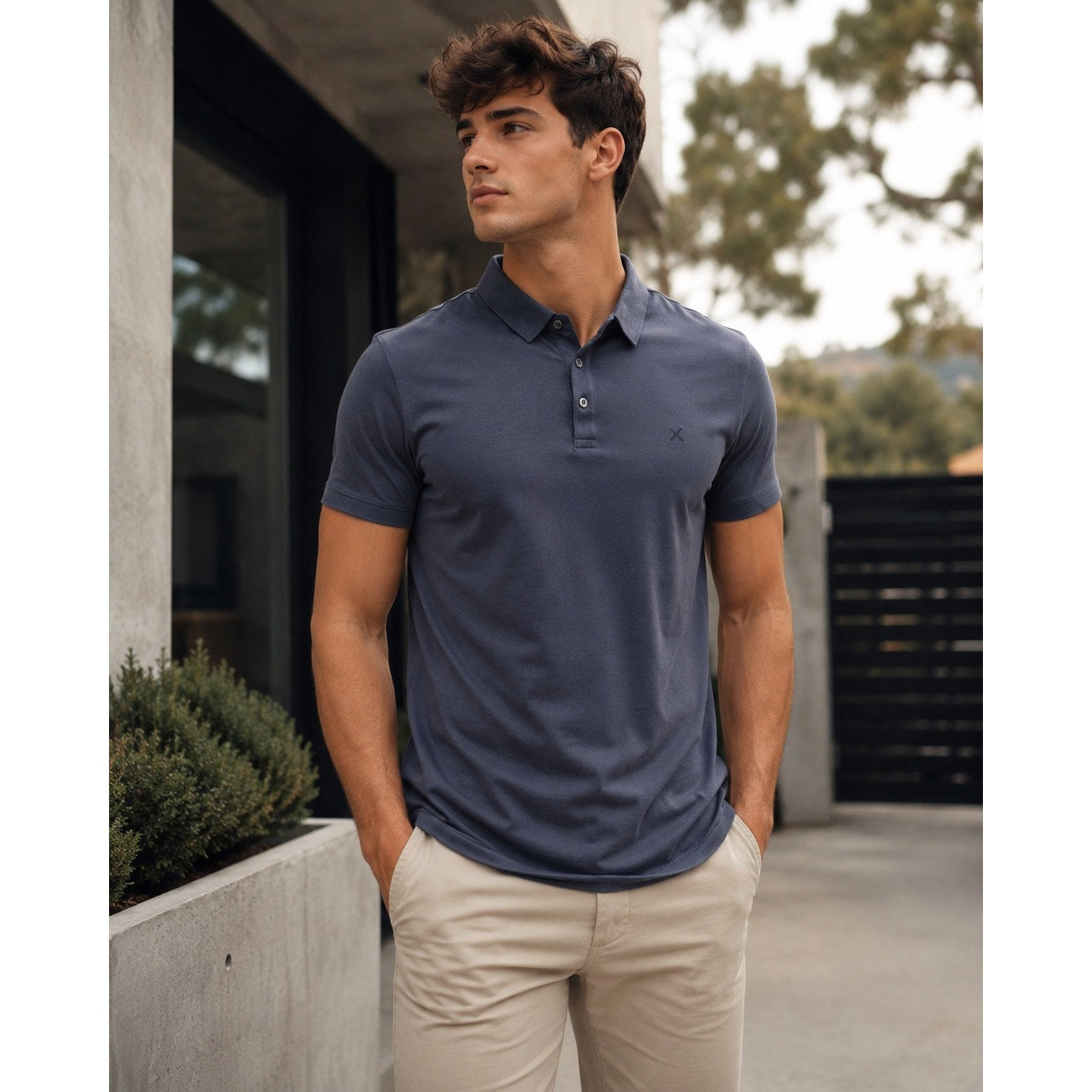 Cuts Clothing Prestige Curve Hem Polo in Grey — Size Medium // Preowned