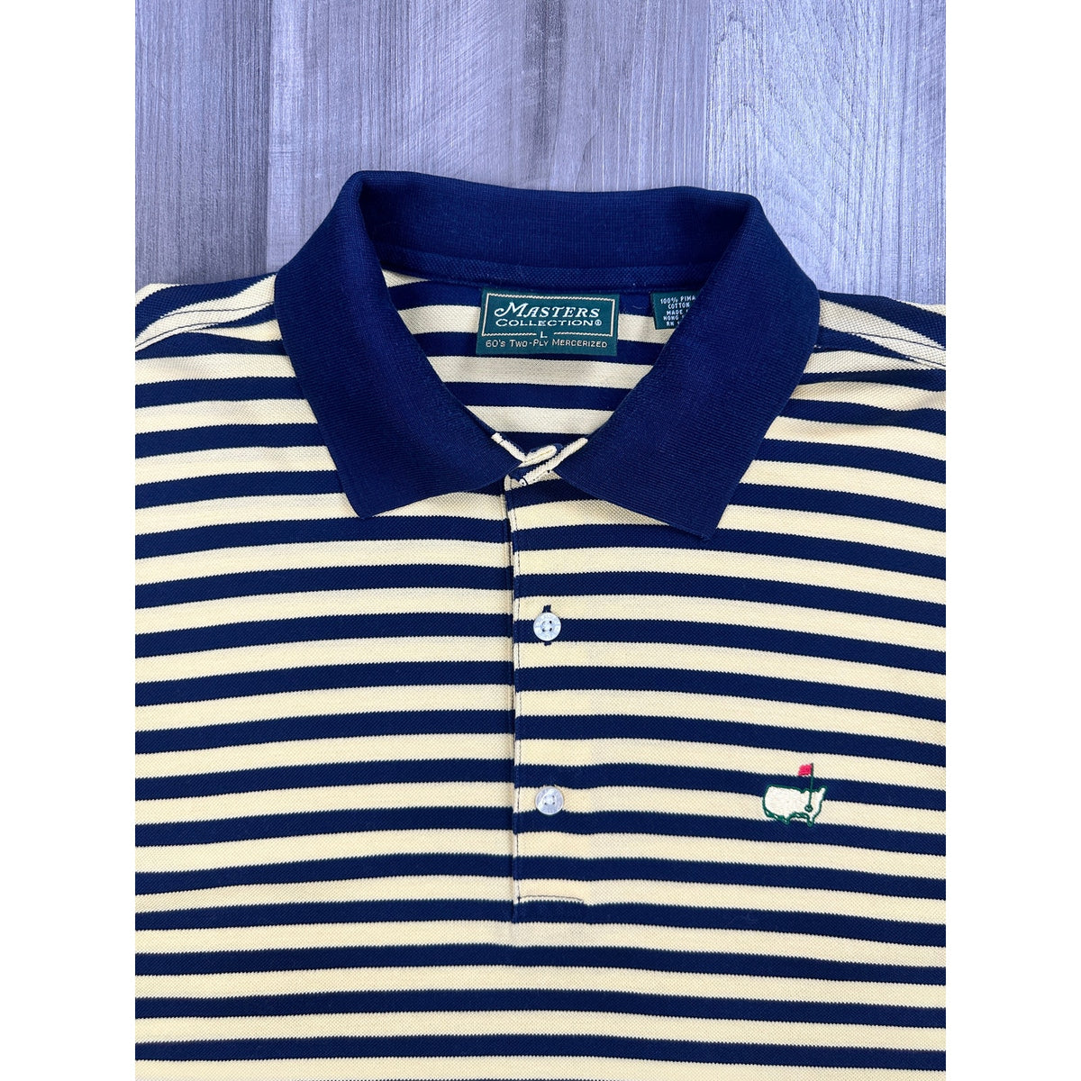 Masters Collection 60's Two Ply Mercerized Striped Classic Pique Polo — Size Large // Preowned