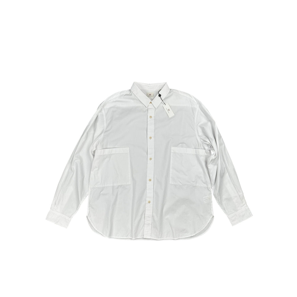 Adriano Goldschmied Oversized Utility Long Sleeve Double Pocket Shirt in White — Size 2XL