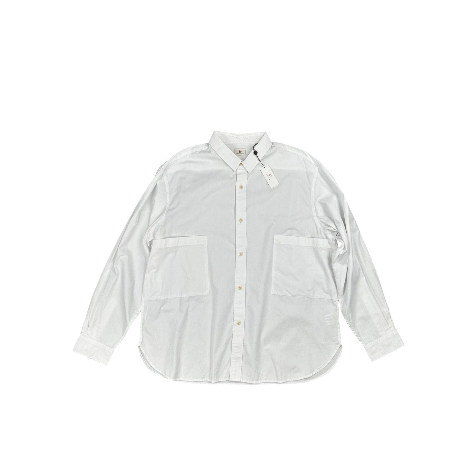 Adriano Goldschmied Oversized Utility Long Sleeve Double Pocket Shirt in White — Size 2XL
