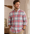 Vineyard Vines Slim Fit Tucker Shirt in Pink Blue Gray White Plaid Linen Blend — Size Large