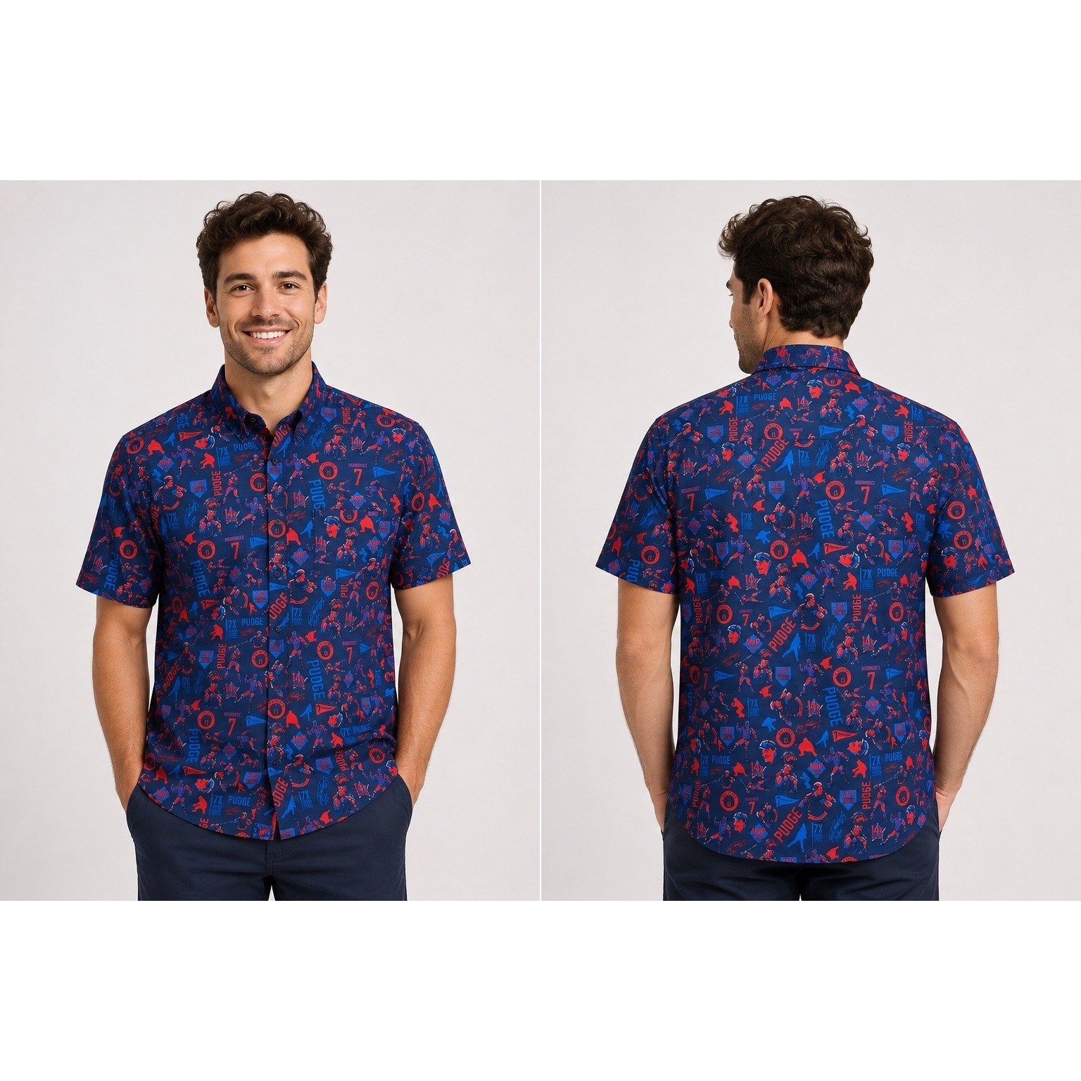 RSVLTS x National Baseball Hall of Fame Texas Rangers Ivan "Pudge" Rodriguez Shirt in Navy, Blue, Red — Size XL // Preowned