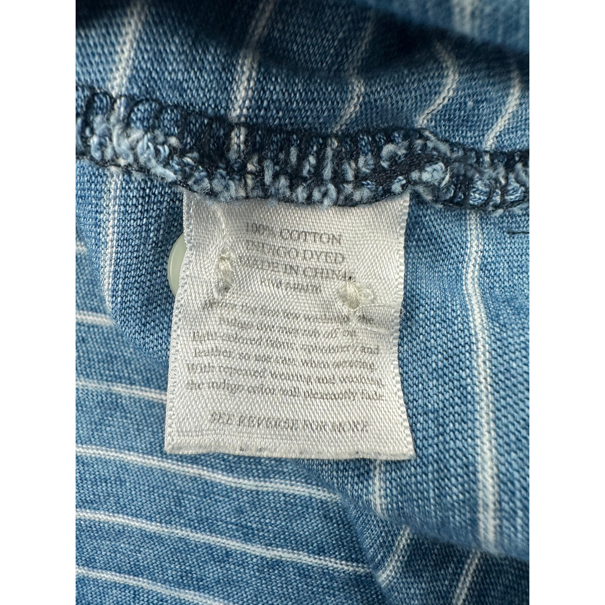 Faherty Indigo Dyed Striped Polo — Size Medium // Preowned
