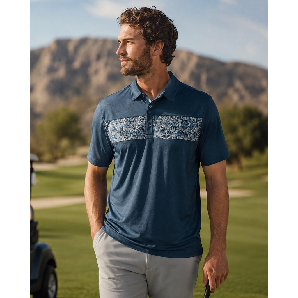 Travis Mathew Good Good Acropolis Golf Polo in Mood Indigo Vintage — Size Medium
