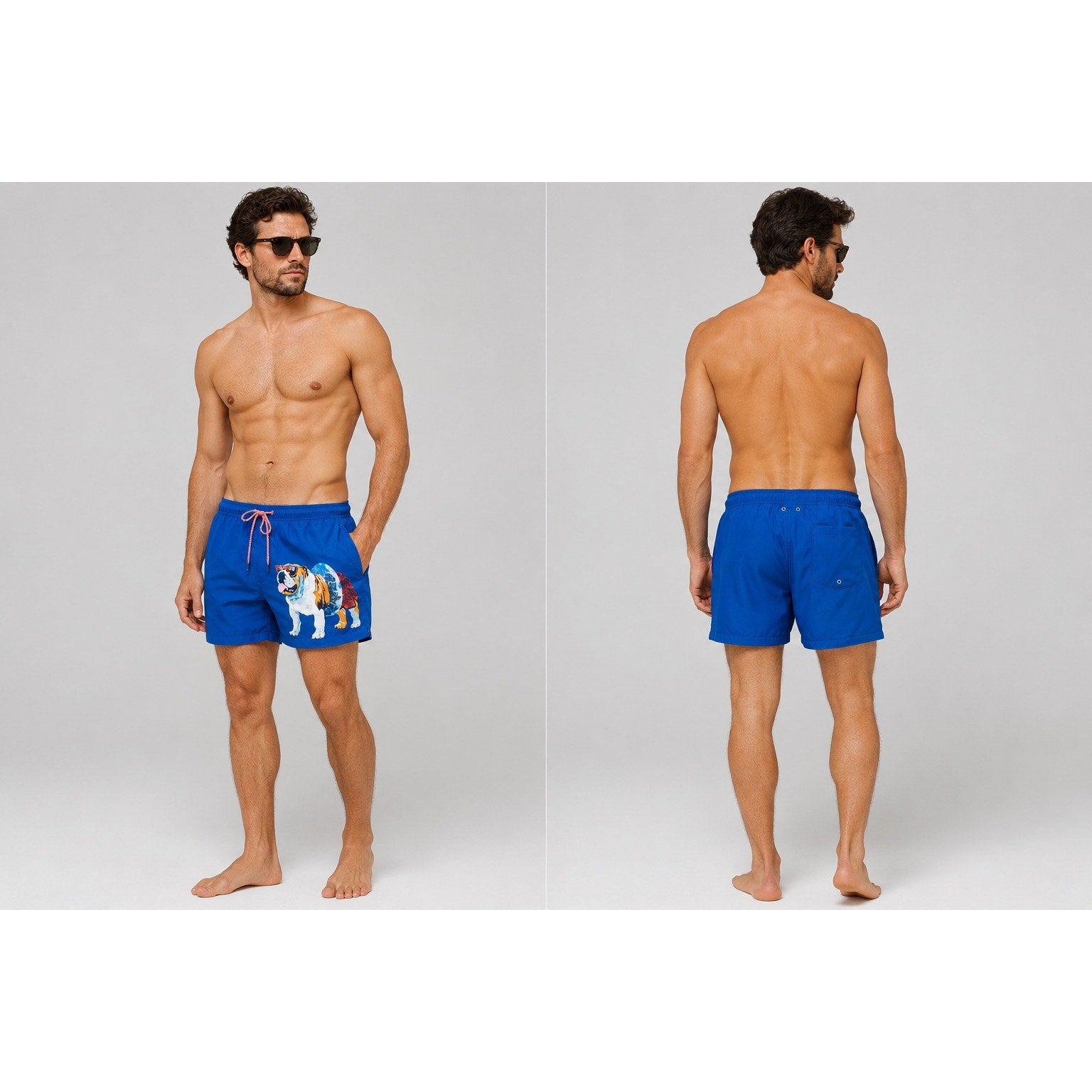 Robert Graham Bulldog Swim Trunks True Blue — Size Medium