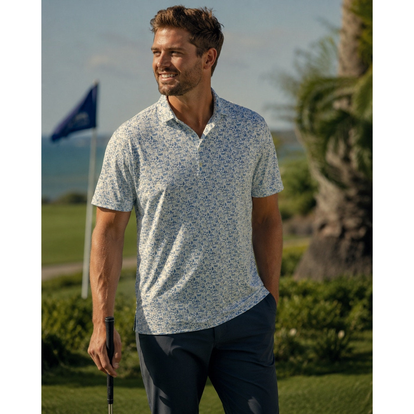 Johnnie-O 20 Years of Johnnie-O Performance Jersey Golf Polo in Palisades Blue — Size 3XL