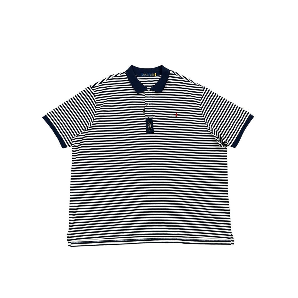 Polo Ralph Lauren Classic Fit Striped Mesh Polo Navy White — 6XB