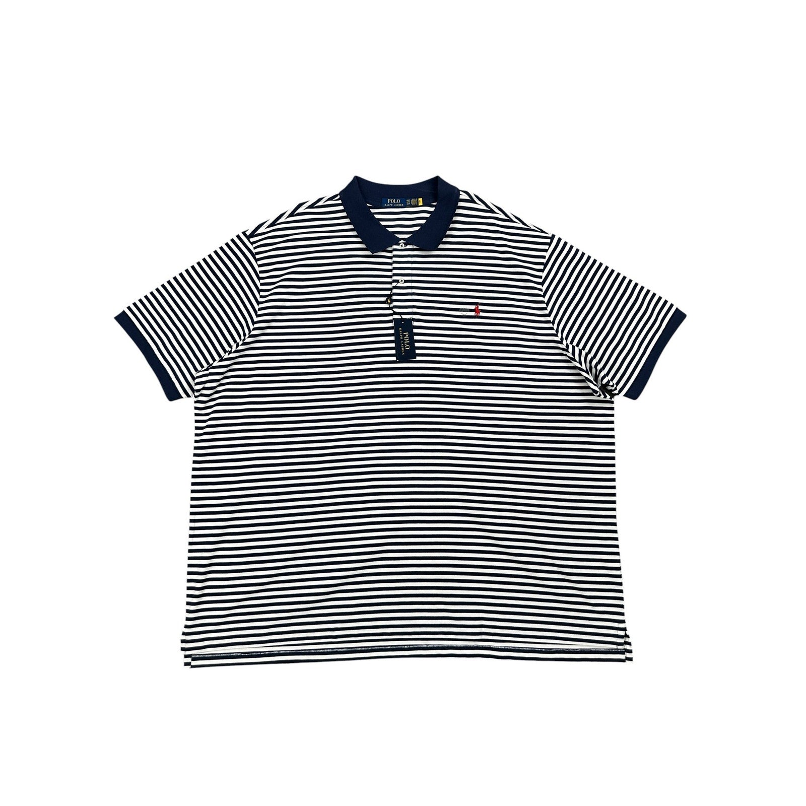 Polo Ralph Lauren Classic Fit Striped Mesh Polo Navy White — 6XB