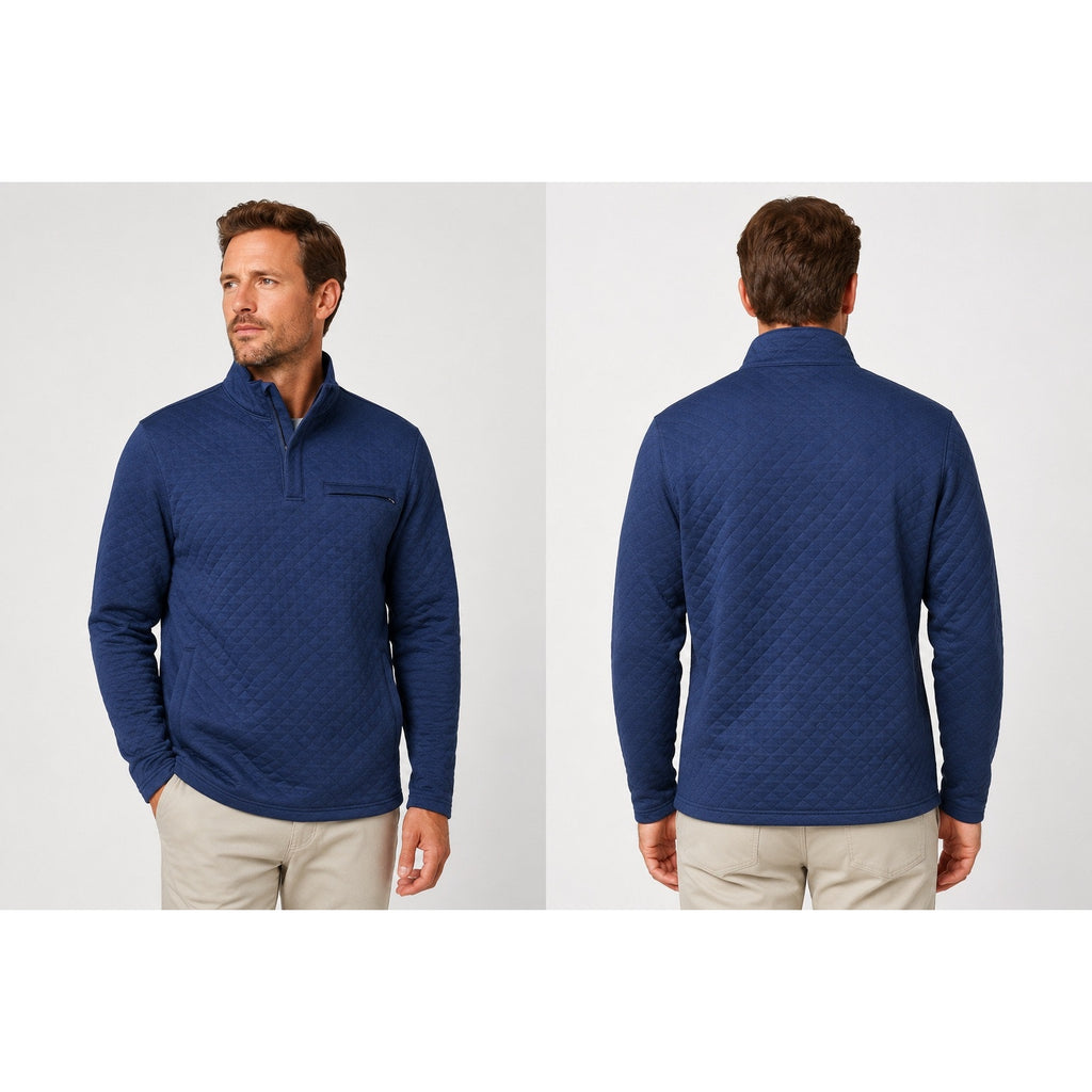 Travis Mathew Transatlantic Quarter Button Pullover in Total Eclipse — Size Small