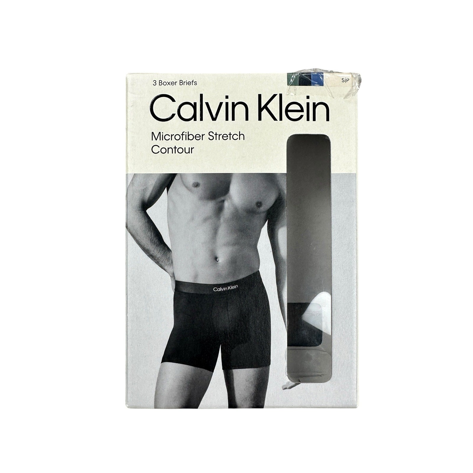Calvin Klein Microfiber Stretch Contour Boxer Brief 3-Pack in Blue Green Black — Size Small