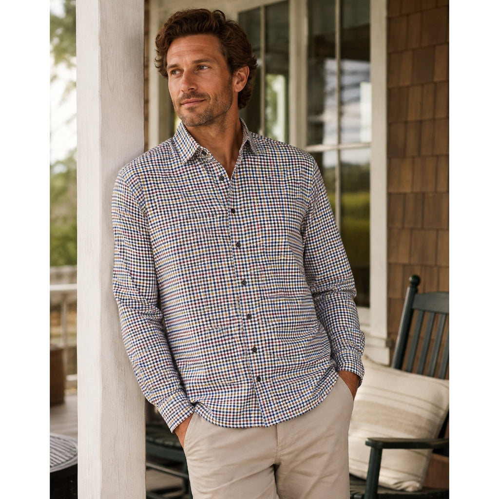 Johnnie-O Todd Checkered Hangin' Out Sport Shirt in Evergreen — Size Medium // Preowned