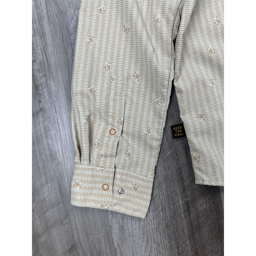 Howler Bros. H Bar B Tech Supernova Stripe Long Sleeve Snap Button in Leche — Size Medium // Preowned